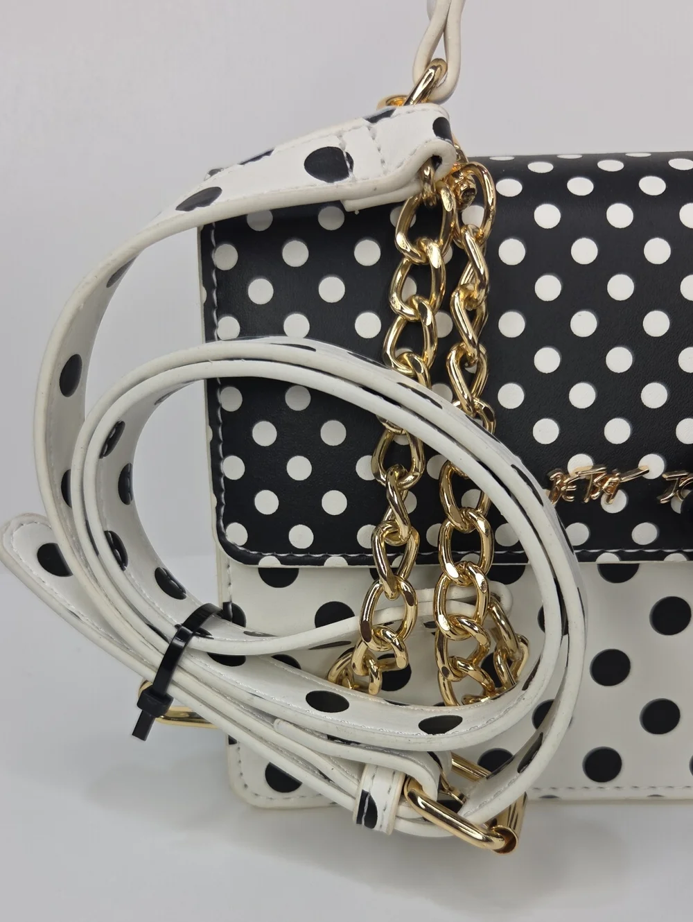 🖤▪️Betsey Johnson ▪️Polka Dot Top-Handle Crossbody Bag with Floral Scarf Charm